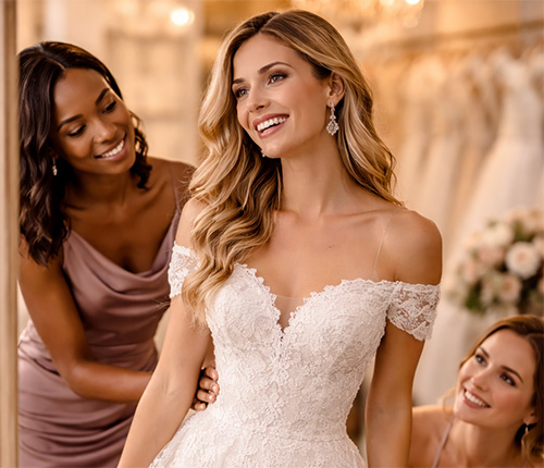 Dorset wedding dress boutique helping a bride choose her gown