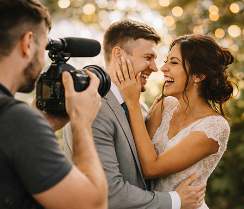 Dorset wedding photographers capturing a bride and groom at sunset