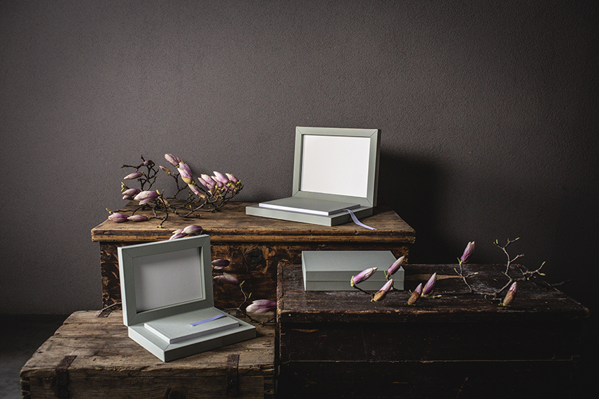 wedding album sat on table, product shot