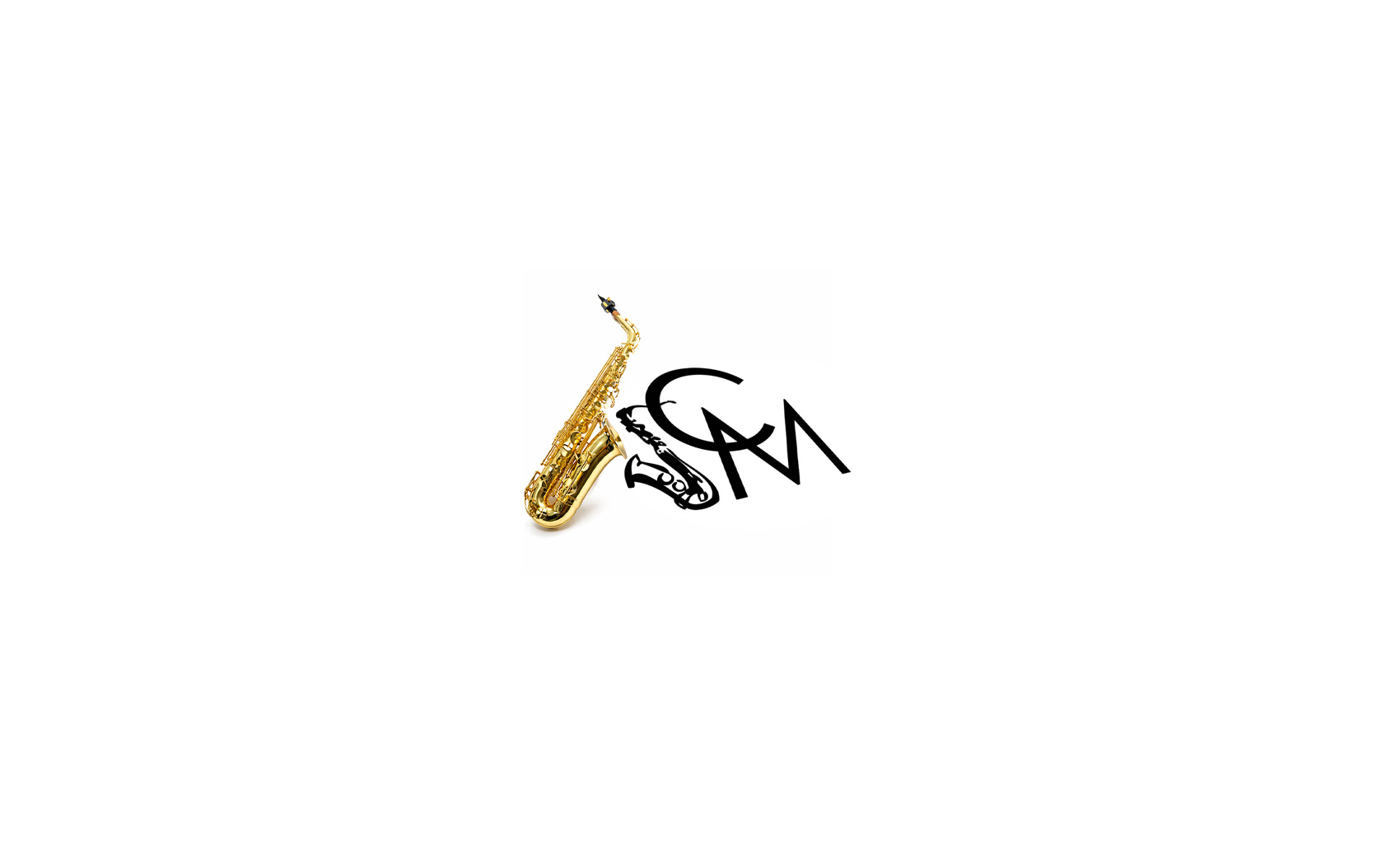 Claire Manners Live Sax logo with full gold saxophone and CAM lettering