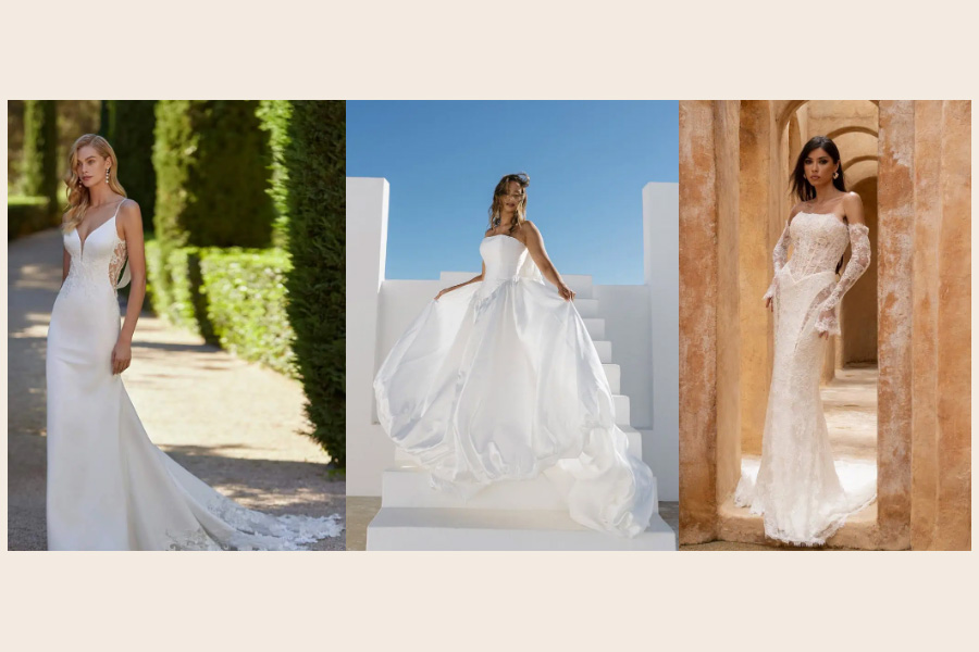 Elegant modern wedding dresses at Minster Bridal boutique in Wimborne Dorset