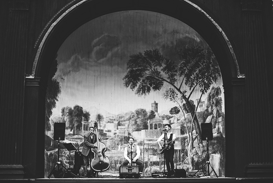 The Royal T’s performing live wedding music on stage during wedding celebration