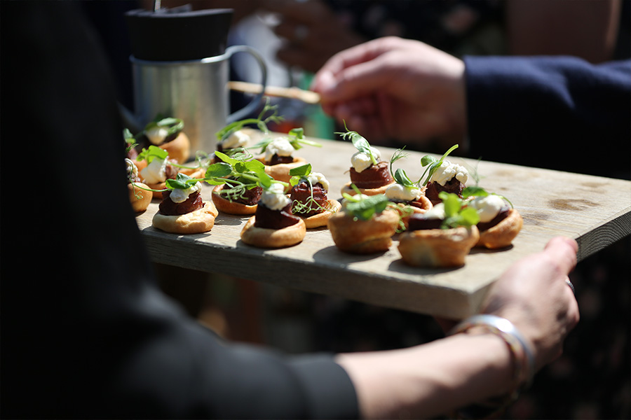 Gourmet wedding canapés served at Hampshire wedding catering reception