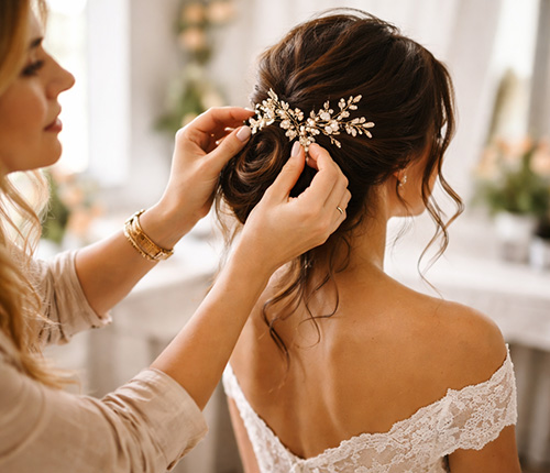 Bridal Hair being done in the morning