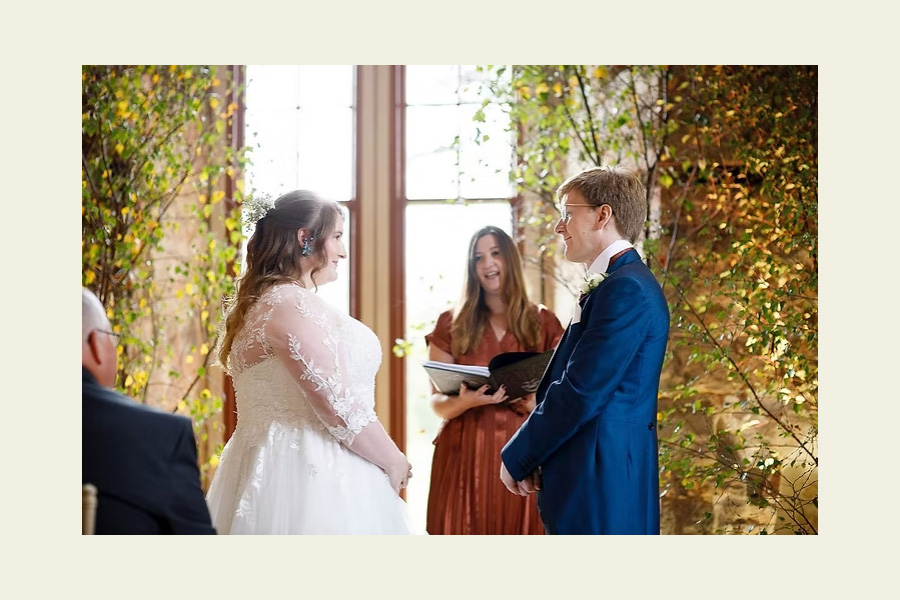 Indoor wedding ceremony Dorset with celebrant Laura Bell
