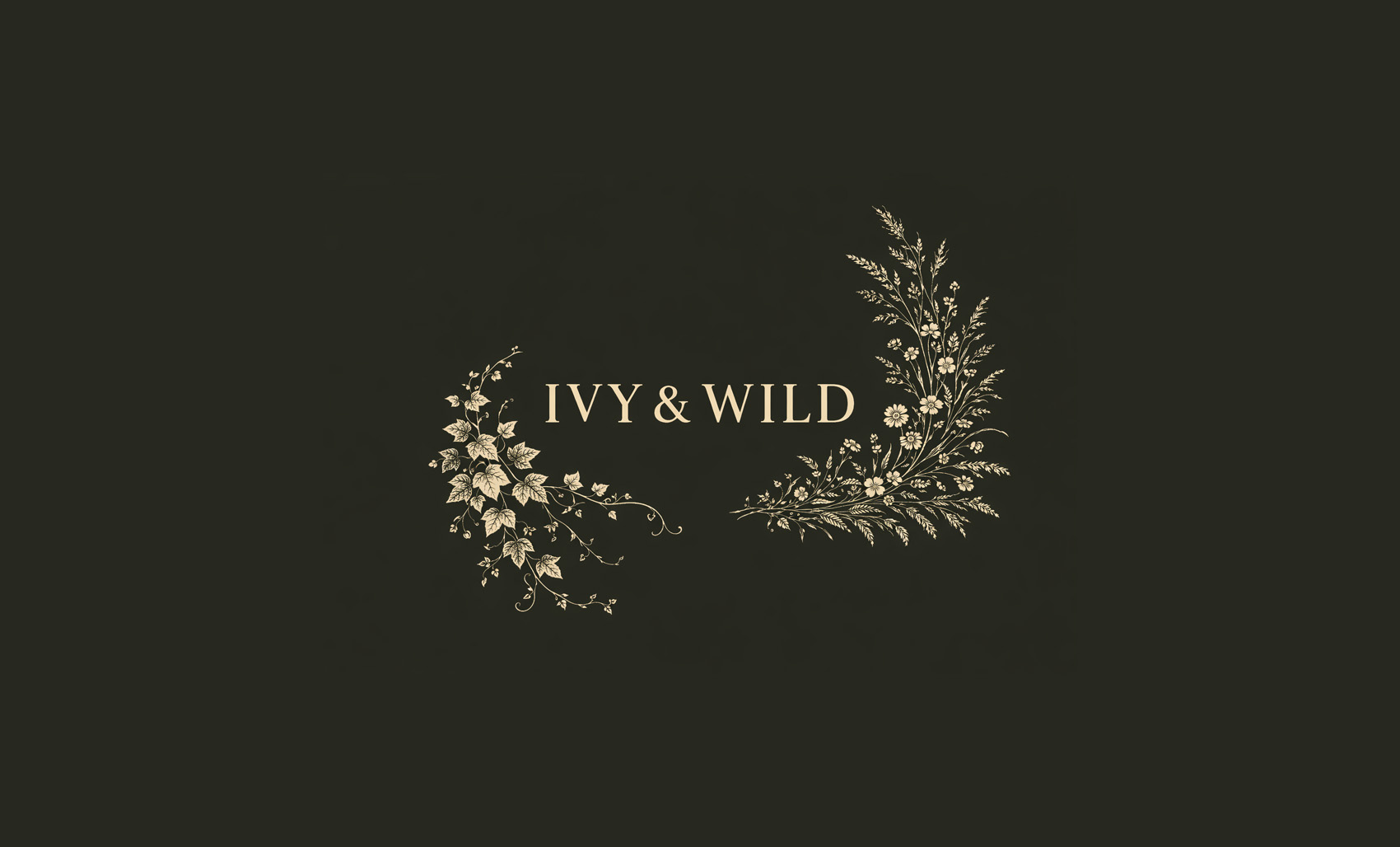 Ivy and Wild wedding florist logo with elegant botanical design, representing Wiltshire wedding flowers and floral styling