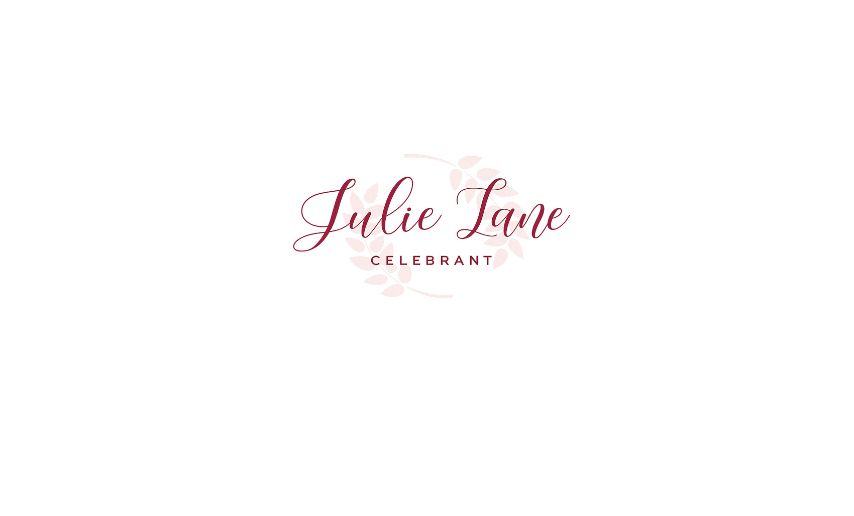 Julie Lane Celebrant logo with elegant script typography and soft floral background