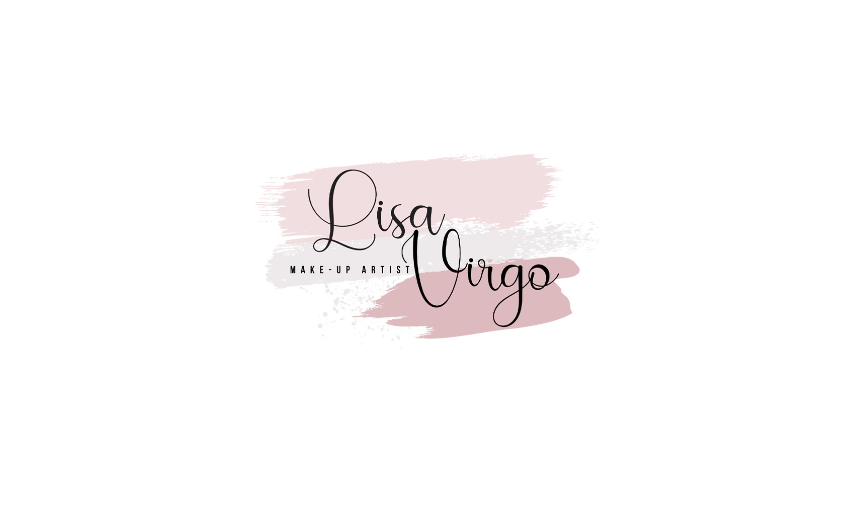 Lisa Virgo Make Up Artist logo with soft blush background and elegant script text