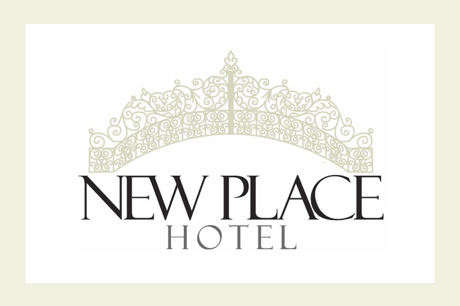 New Place Hotel Hampshire wedding venue logo with ornate arch design promoting open day