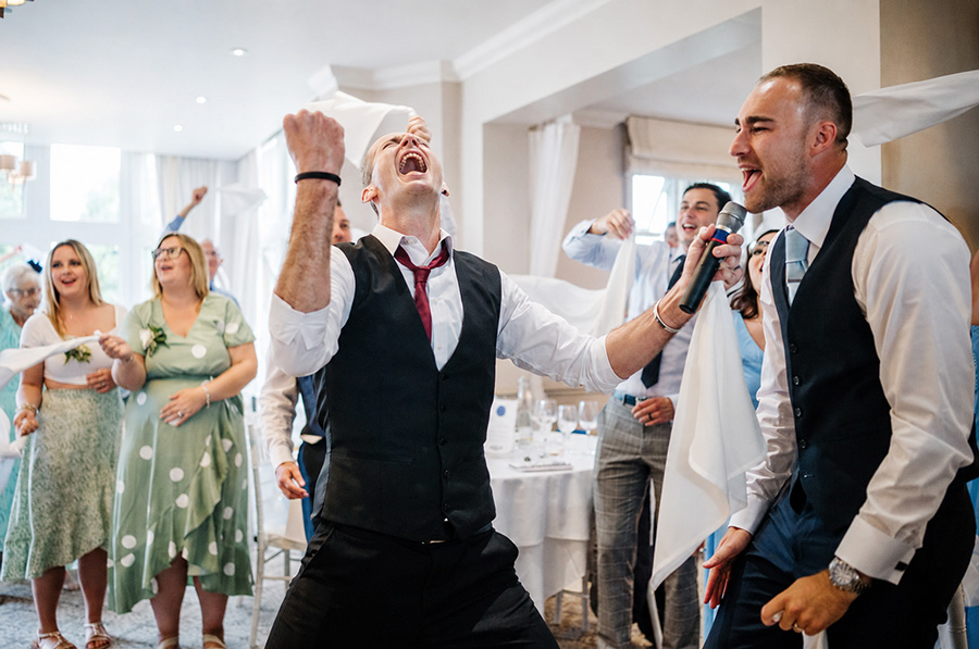 VIP Waiters performing live singing waiter entertainment at a Hampshire wedding reception
