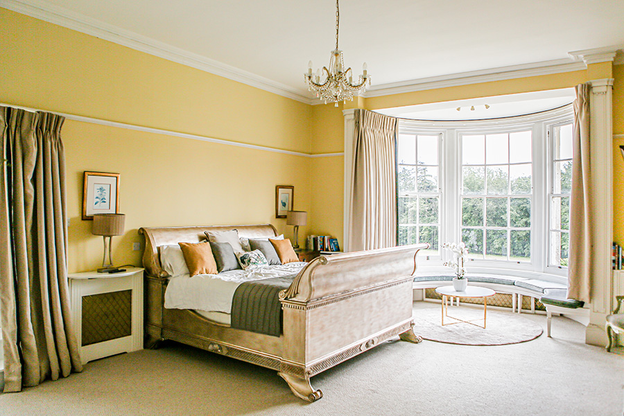 Luxury bedroom accommodation at Efford Park Manor, ideal for wedding weekends in Hampshire and exclusive country house celebrations.