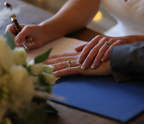 Dorset wedding registrars completing a civil wedding ceremony