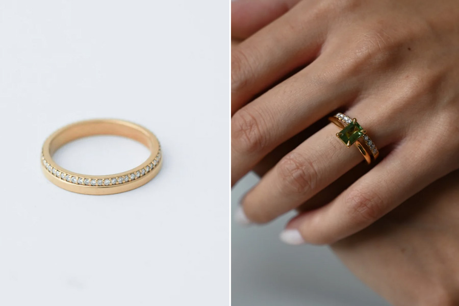 Handcrafted gold wedding and engagement rings by Hannah McDanielson Jewellery in Wiltshire